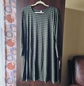 Old Navy Olive Striped Long Sleeve Dress